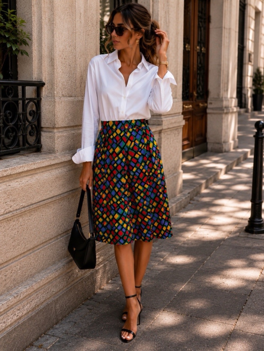 Yves Saint Laurent YSL Skirt Pleated Multi Color *VINTAGE* Authentic Sz 36❤️